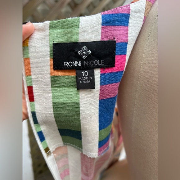 Ronni Nicole dress Size 10. Linen/rayon blend  2 side pockets. EUC - Picture 5 of 11